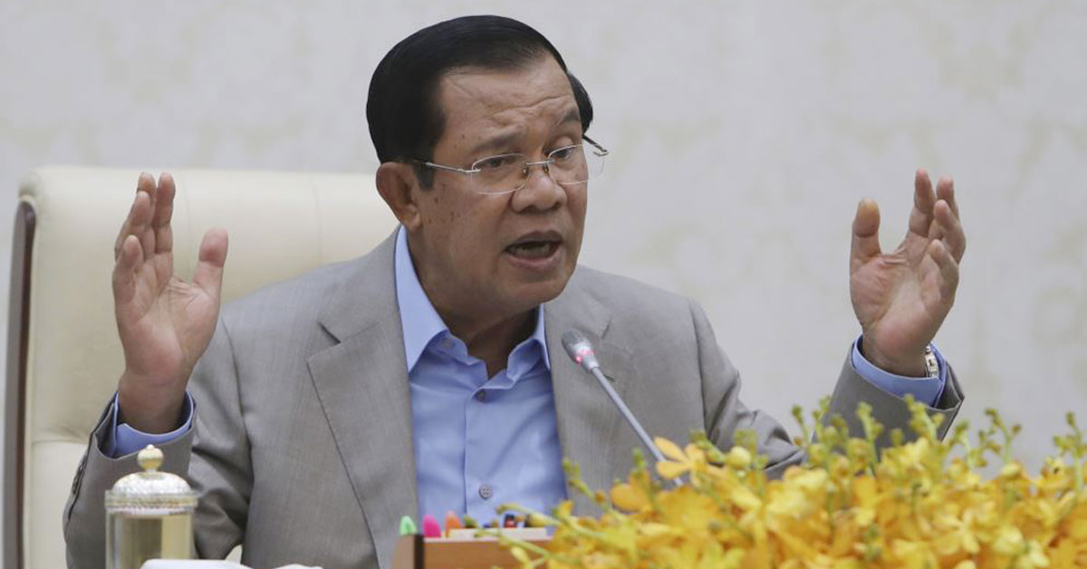 柬埔寨首相洪森，在金边就中国目前的新冠病毒疫情发表讲话。