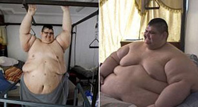 佛朗哥2017年时体重高达590公斤（右图），他在3年内瘦了330公斤（左图）。