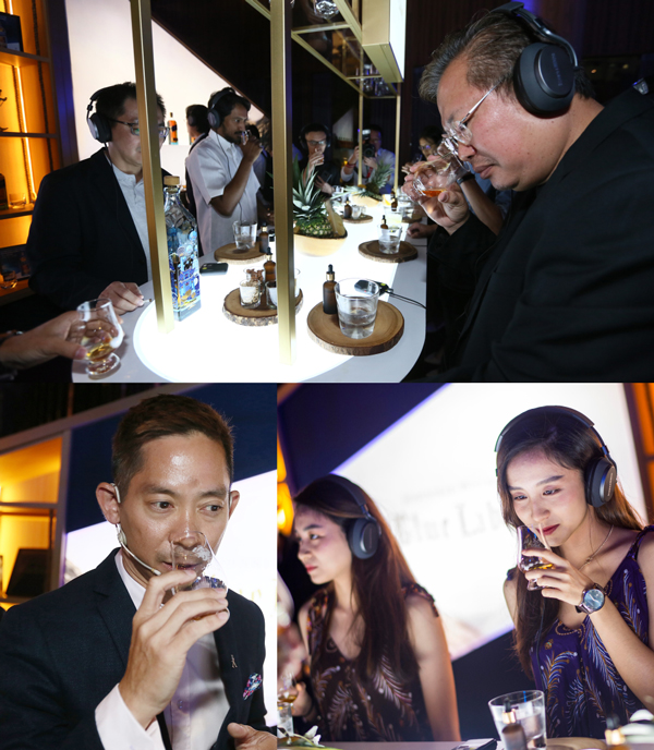  Diageo马来西亚品牌大使Jeremy Lee（左）在宴会上，引导宾客品尝Johnnie Walker Blue Label，领略个中美妙滋味。