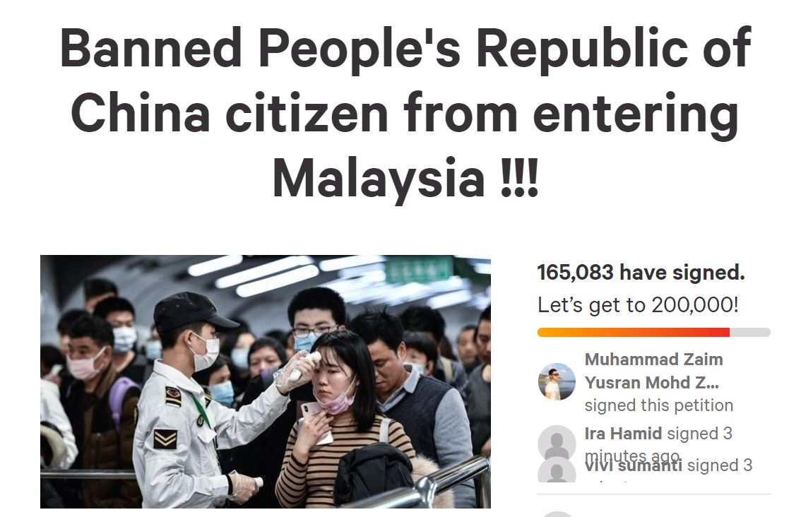 网民发起请愿书，要求希盟政府禁止中国游客入境大马。