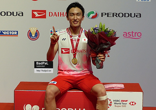 剛在马来西亚大师羽球赛男单决赛称王的世界一哥桃田贤斗