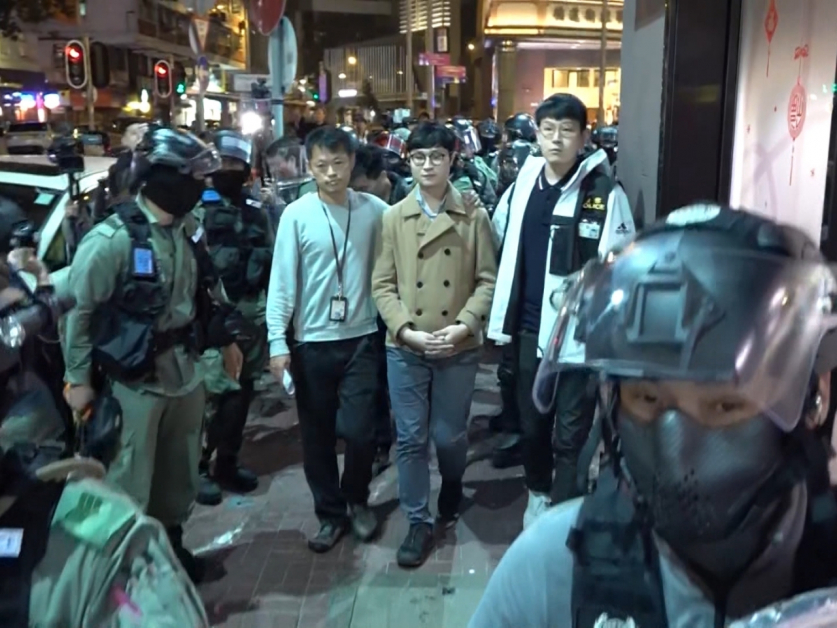 “民间集会团队”发言人刘颖匡，被警方以煽动为由逮捕。