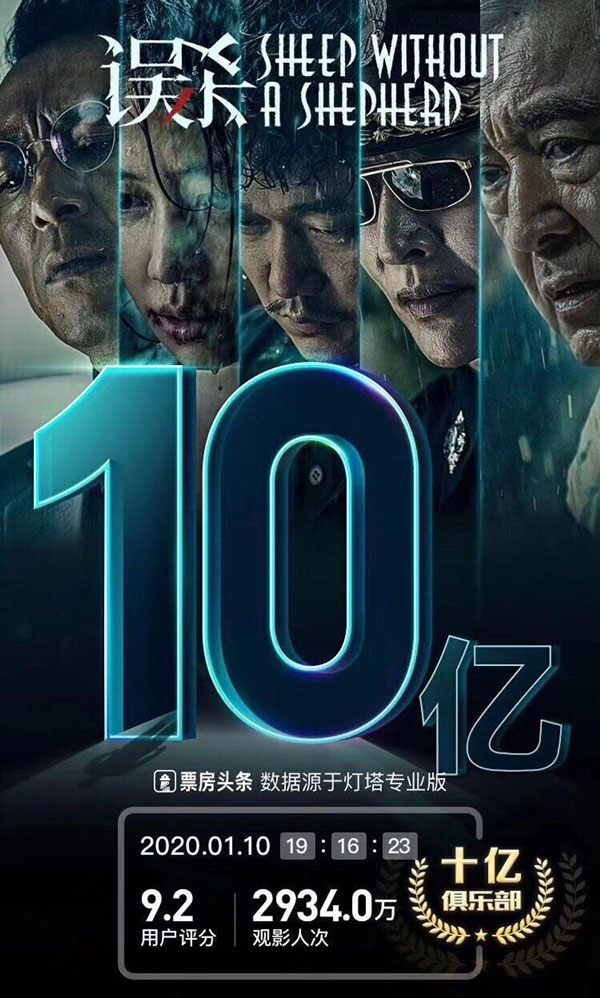 由姜皓文、谭卓、肖央、陈冲和秦沛主演的电影《误杀》，在中国累积高达10亿人民币票房。