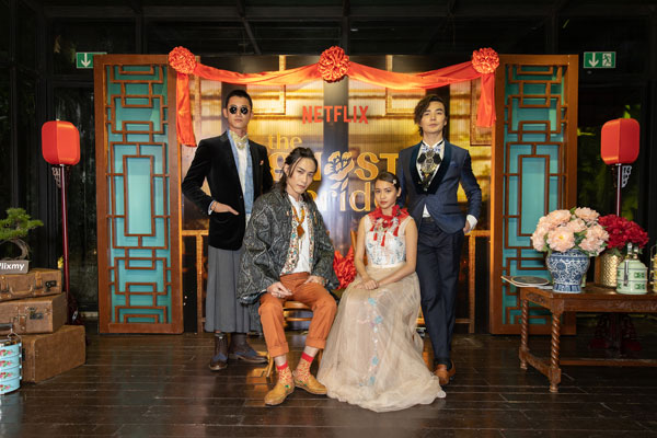 吴慷仁（左起）、田士广、黄姵嘉及林路迪，出席《彼岸之嫁》大马首映和庆功派对！