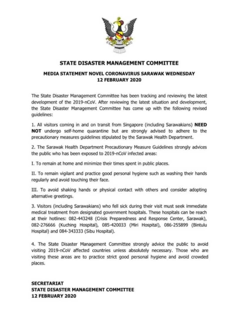 从新加坡入境该州的砂拉越子民和游客无需进行居家隔离。
