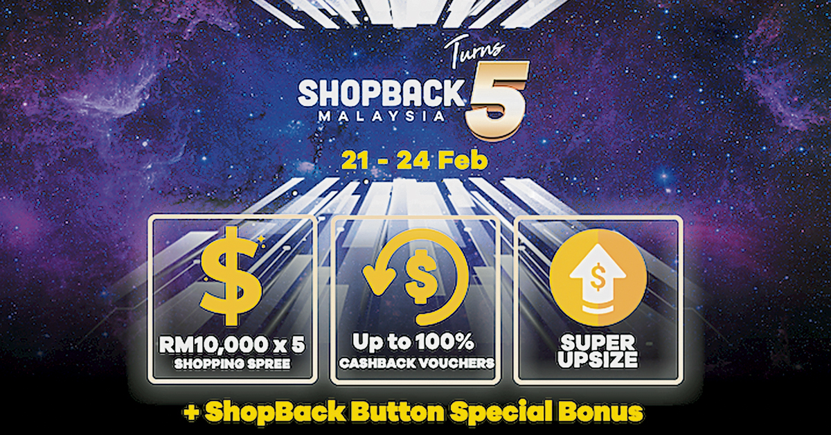 ShopBack欢庆5周年，推出系列优惠活动，送出1万令吉购物金。