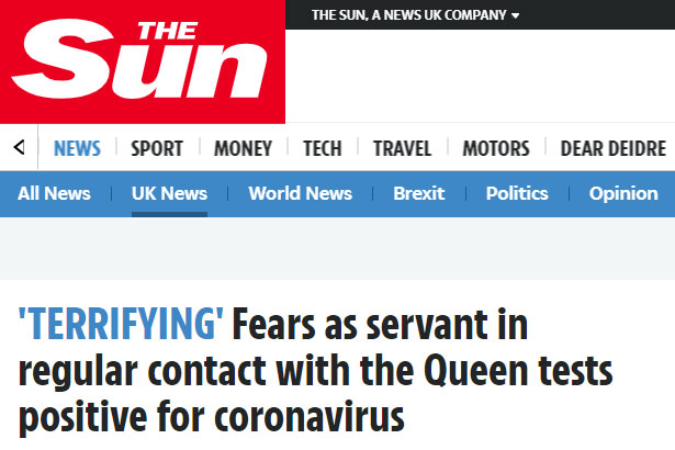 英国《太阳报》28日报道，英女王伊丽莎白二世的一名侍从新冠病毒检测呈阳性。