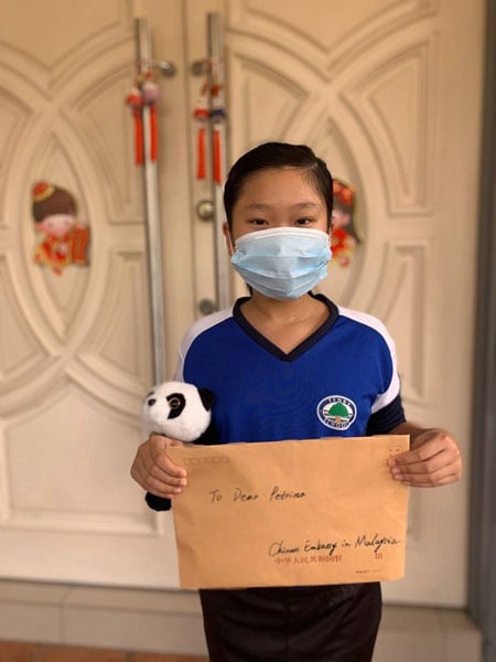 Petrina致函给白天，表达对中国对抗新冠肺炎疫情的支持。（图皆取自中国驻马大使馆面子书）