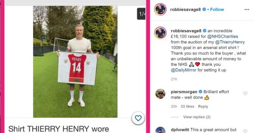 ◤全球大流行◢拍卖亨利百球里程碑球衣  沙维治为NHS筹近9万