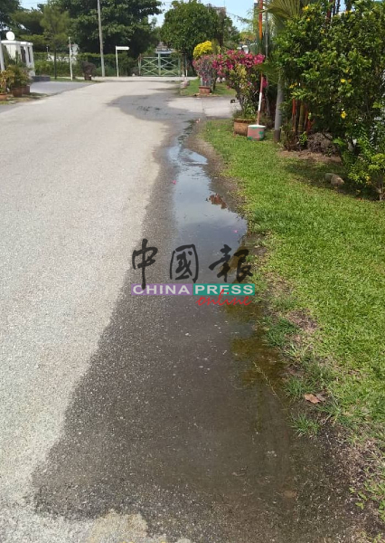 地下水不断涌出，导致路面积水。