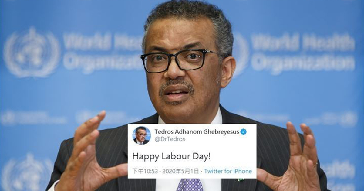 谭德塞1日在推特祝贺“劳动节快乐”，瞬间引爆网民怒火。