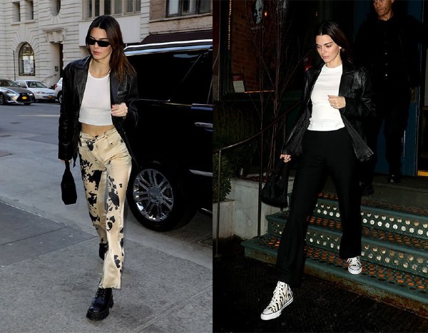 没有对比自然没有伤害，Kendall Jenner有露腰与无露腰的穿搭，明显地露腰的造型更显长腿。