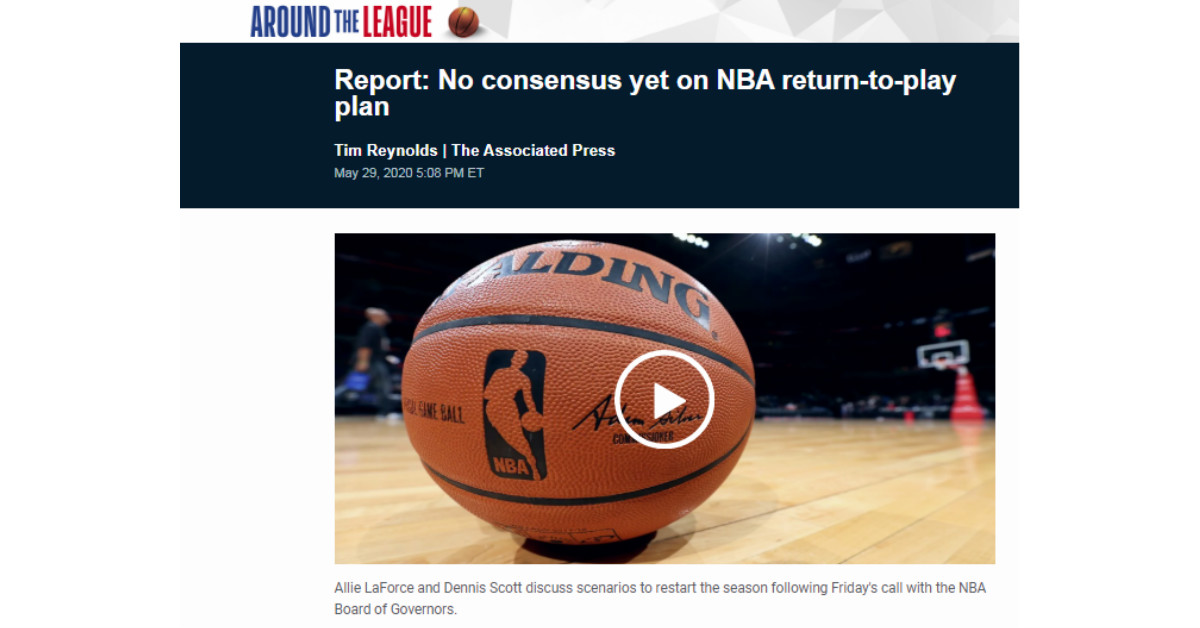 NBA官网报导复赛的进展，表示具体方案待定。