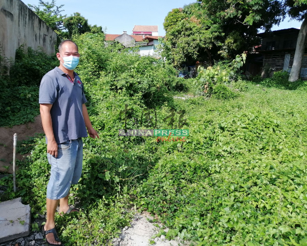 梁证法指，野草已有一段时间没清理，原有的小路已遭野草淹没。