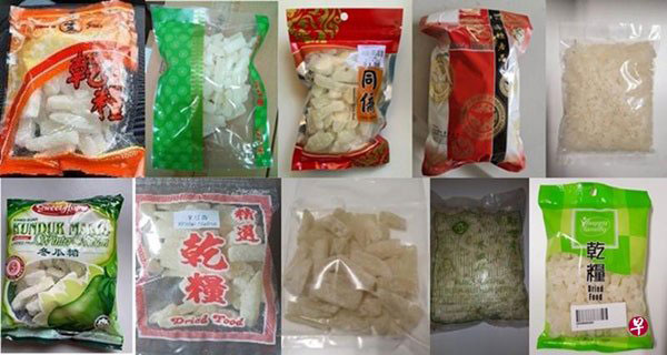 被新加坡食品局召回的7款冬瓜产品。
