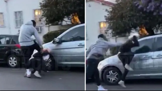 前骑士队后卫JR史密斯暴揍一名试图破坏他车子的白人暴徒。（视频截图）