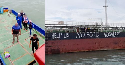 12越南海员困大马海域 船身写大字求救