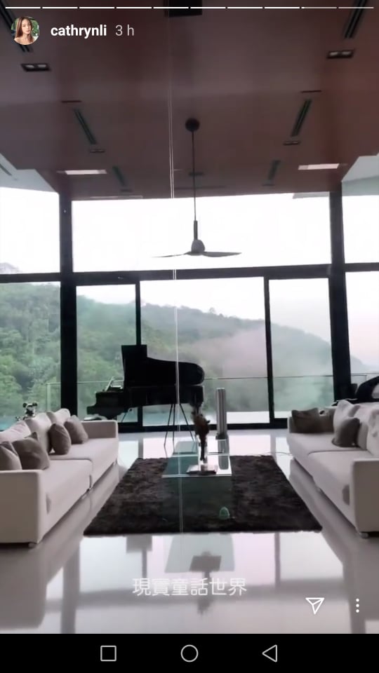 大厅有全面的落地玻璃窗，李元玲经常在这里一边弹住钢琴一边欣赏翠绿山景。