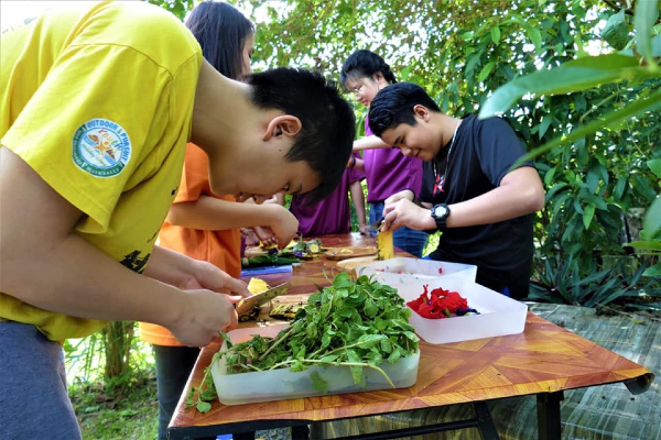 访客把香草、蔬果等自制成养生食物