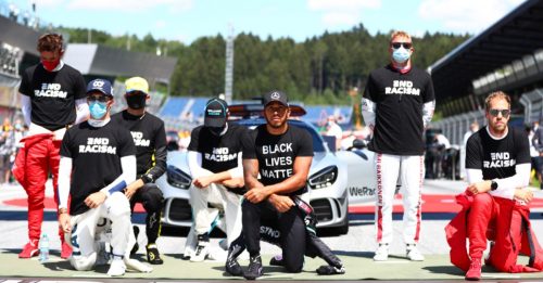 ◤非裔男遭白警压颈死◢ 声援反对种族主义   F1车手赛前单膝下跪