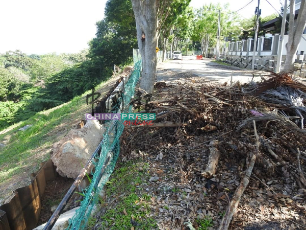 土崩导致柏淡岭花园的围墙、篱笆、道路设施出现损坏。