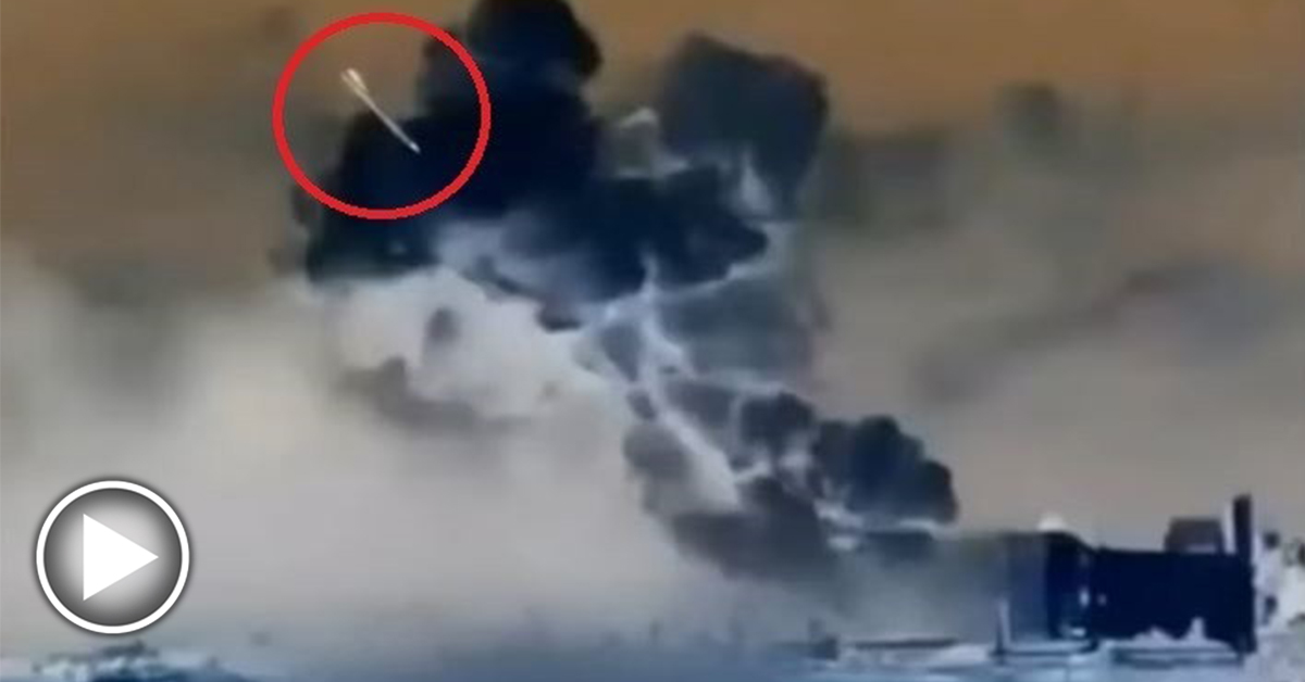 导弹（红示圈）击中贝鲁特港口导致大爆炸的影片被证实经过后制而成。