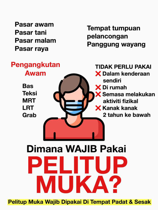 “Public Health Malaysia”在面子书发布贴文，阐明在自己的车内、在家中或进行体能活动时，无需戴口罩。
