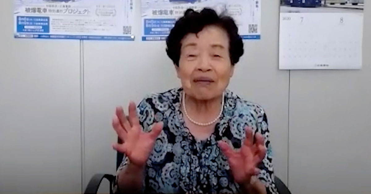 广岛原子弹爆炸幸存者夏田哲子。（美联社）