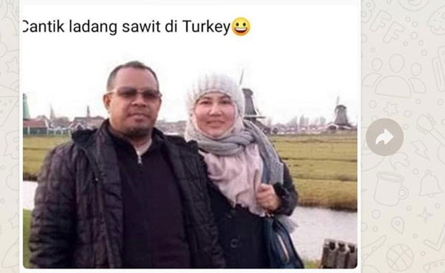 网友指控凯鲁丁和妻子并非官访土耳其，而是透过英国进入荷兰旅游。