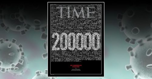 ◤全球大流行◢《时代》封面凸显“200000” 红字嘲讽美国式失败