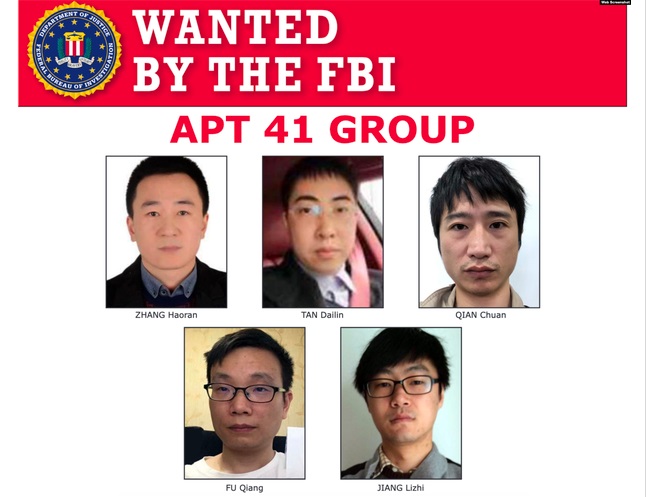 美国司法部起诉5名中国骇客