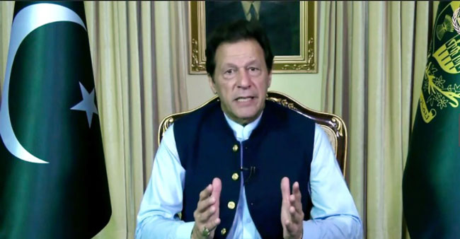 巴基斯坦总理伊姆兰汗25日在联大发表视频讲话。