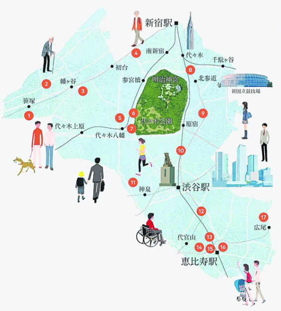 “Tokyo Toilet”计划概括日本涩谷区的17个地点。点。