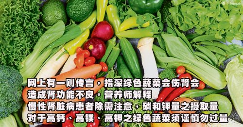 【健康百科】深绿色蔬菜会伤肾？肾病患者须限量摄取