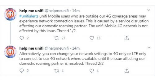 Unifi Mobile也瘫痪！