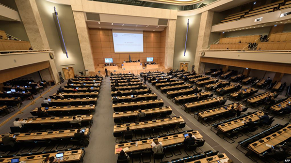联合国人权理事会开会资料图。