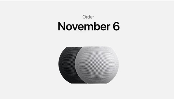 HomePod mini 智慧喇叭将于11月6日开放预购。