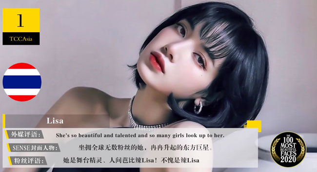 韩国女团BLACKPINK泰国成员LISA称霸亚洲最美。
