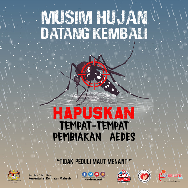 卫生部提醒民众，雨季又到来，切记要消灭黑斑蚊滋生的地点。
