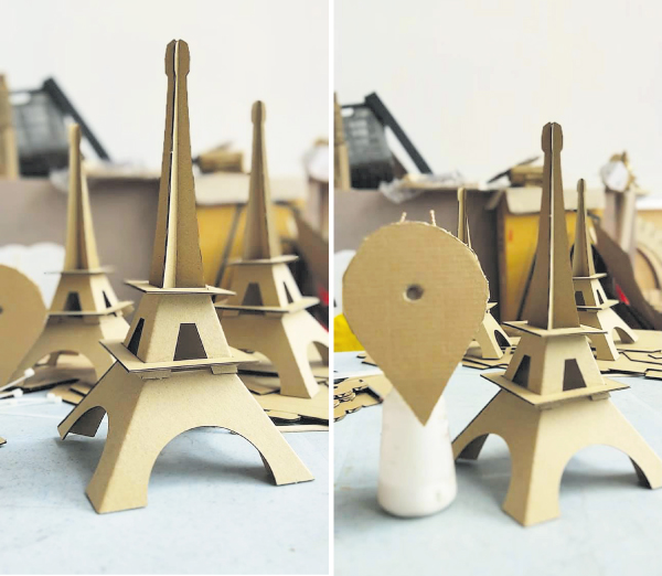 由两个底座、两个中座、四个顶部组成的巴黎城市著名地标艾菲尔铁塔。