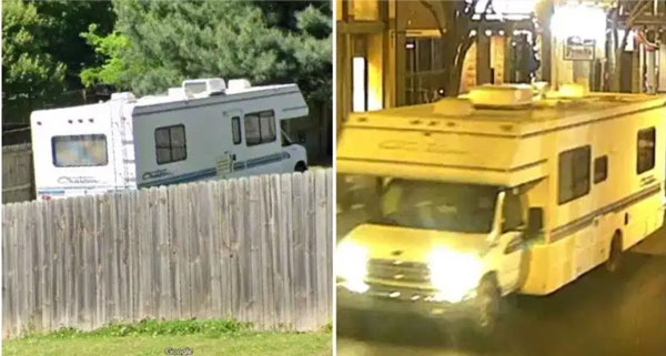 谷歌地图去年拍摄到华纳屋外停泊的露营车（左），与警方本月25日公布的可疑露营车（右）非常相似。