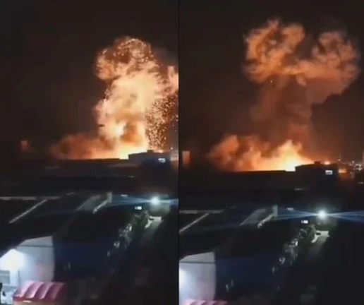 湖南一家旧电池厂7日发生爆炸事件，出现“蘑菇云”。