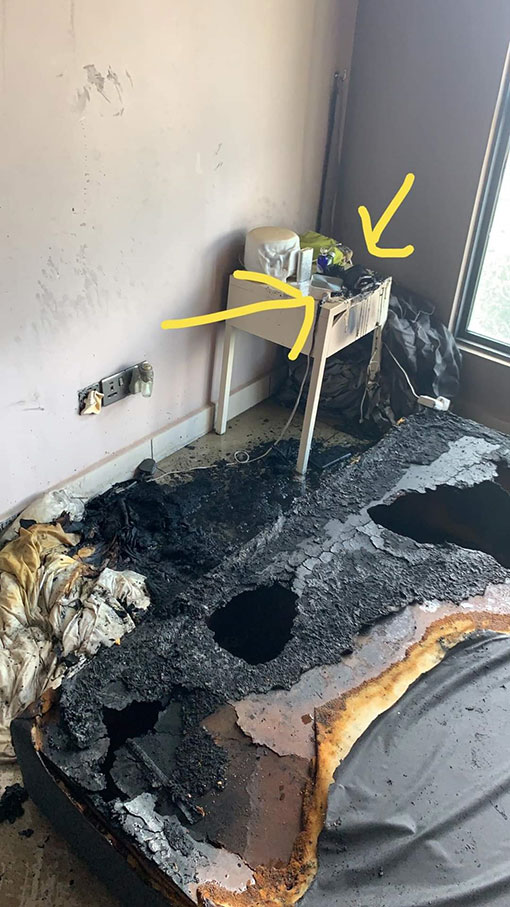 屋主懷疑在沒有充電情況下的充電寶，突然爆炸起獲，引發火災。