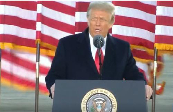 特朗普20日在安德鲁斯空军基地发表总统任内最后一次演说。
