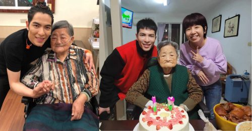 捧蛋糕惊喜现身  萧敬腾为95岁粉丝庆生