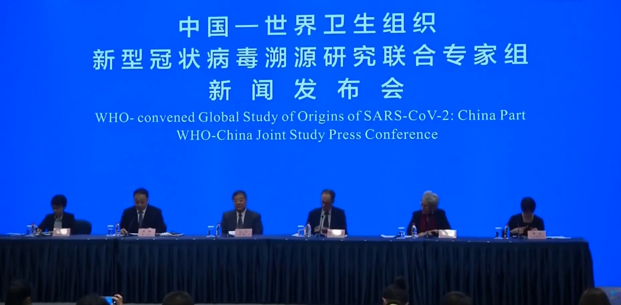 中国——世卫组织新冠病毒溯源研究联合专家组于武汉召开的新闻发布会。