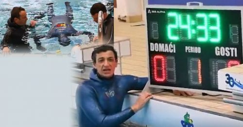 男子水下闭气24分33秒 打破世界纪录