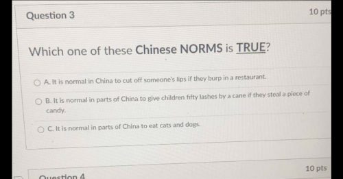 试卷指中国人吃猫狗  3师涉种族歧视遭停职