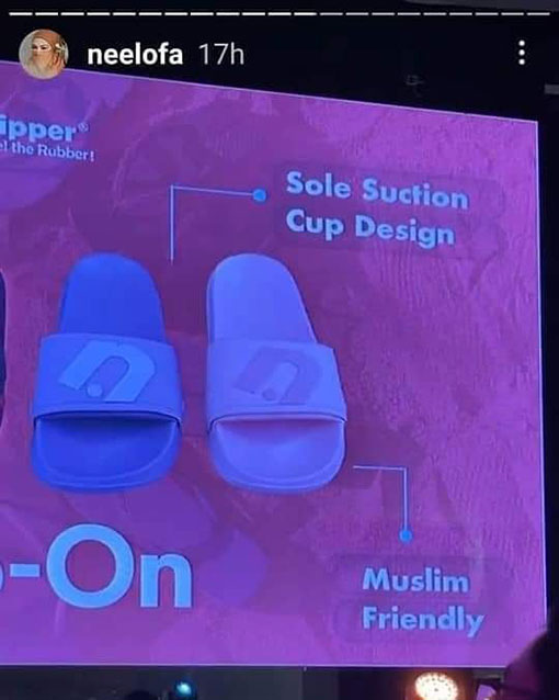 Neelofa在IG显示动态发布拖鞋照片，其中标注“对穆斯林友善”。