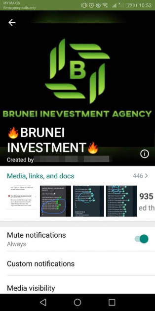 Brunei Investment Agency也通过Whatsapp招揽投资者。